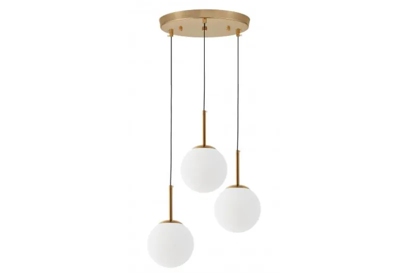 Arrediorg Lampadario a sospensione a tre sfere struttura ottone FREDICA W3