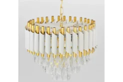 Arrediorg Lampadario a sospensione e oro con cristalli MAZINI D40
