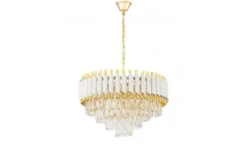 Arrediorg Lampadario a sospensione con cristalli e oro MAZINI D50
