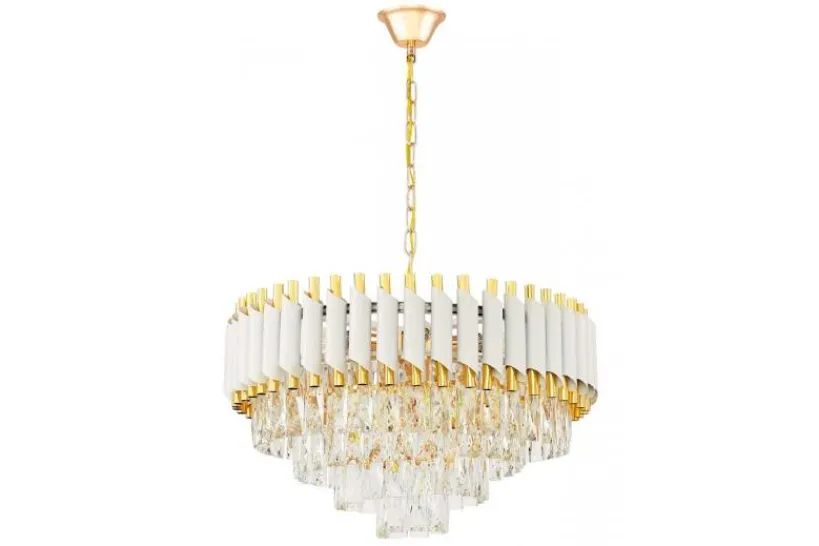 Arrediorg Lampadario a sospensione con cristalli e oro MAZINI D50
