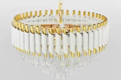 Arrediorg Lampadario a sospensione con cristalli e oro MAZINI D50