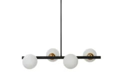 Arrediorg Lampadario a sospensione di design moderno 4 sfere in vetro TORICA W4 Nero Oro