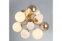 Arrediorg Lampadario a sospensione di design moderno 10 luci a sfere in vetro GALAKSIDA W10 Oro