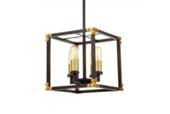 Arrediorg Lampadario a sospensione di metallo in colore con ottone WALDORF W4