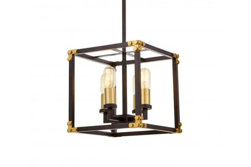 Arrediorg Lampadario a sospensione di metallo in colore con ottone WALDORF W4