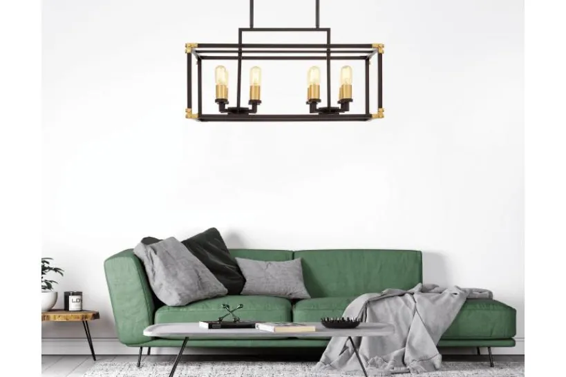 Arrediorg Lampadario a sospensione di metallo in colore con ottone WALDORF W8