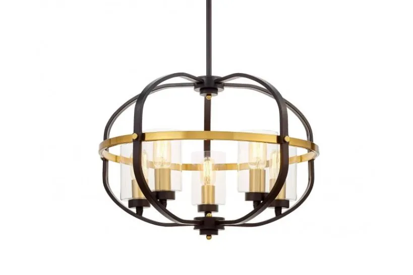 Arrediorg Lampadario a sospensione di metallo in colore con ottone MONTEREY W5