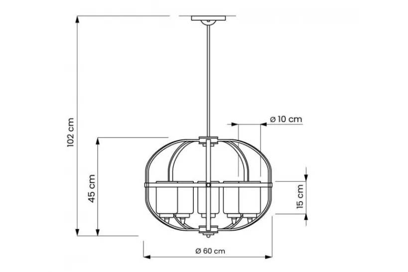Arrediorg Lampadario a sospensione di metallo in colore con ottone MONTEREY W5