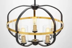 Arrediorg Lampadario a sospensione di metallo in colore con ottone MONTEREY W5