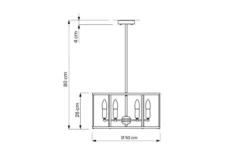 Arrediorg Lampadario a sospensione esagonale di metallo in colore con ottone LORTON W6