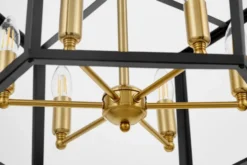 Arrediorg Lampadario a sospensione esagonale di metallo in colore con ottone LORTON W6