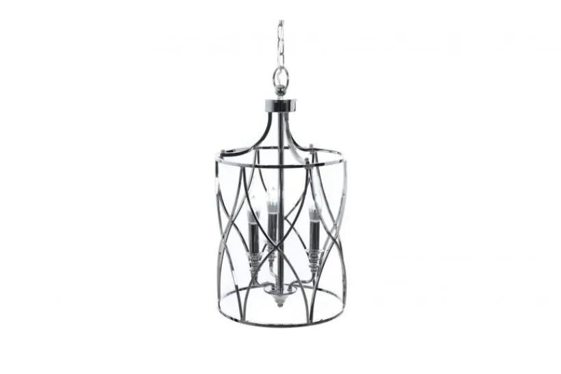 Arrediorg Lampadario a sospensione in stile art déco di metallo cromato ELMONT W3