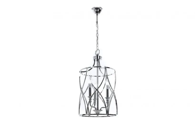 Arrediorg Lampadario a sospensione in stile art déco di metallo cromato ELMONT W3