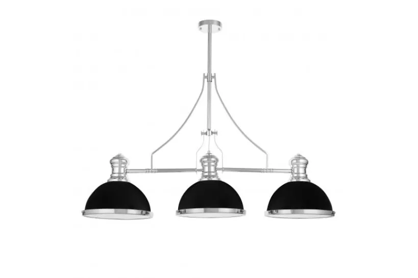 Arrediorg Lampadario a sospensione in stile industriale 3 luci e cromato ETTORE W3