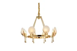 Arrediorg Lampadario a sospensione moderno con cristalli di metallo colore oro MONTEGO W8