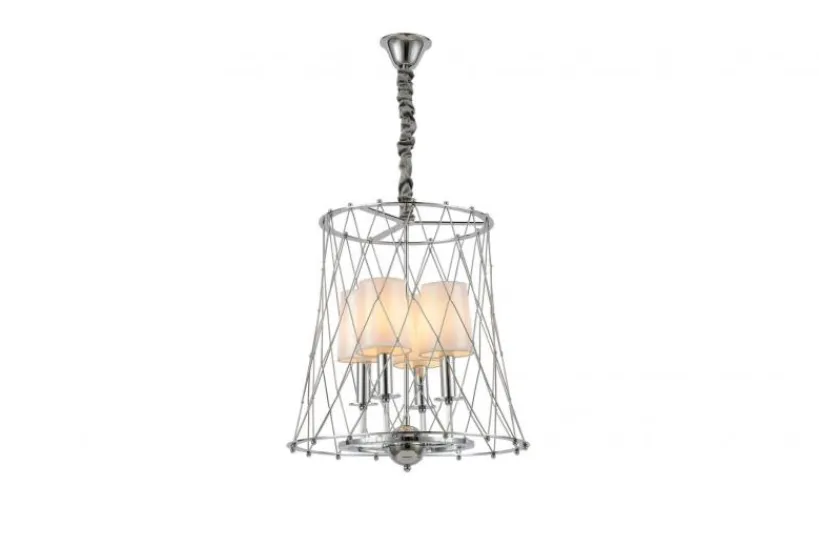 Arrediorg Lampadario a sospensione moderno in gabbia di metallo colore cromo BERTON