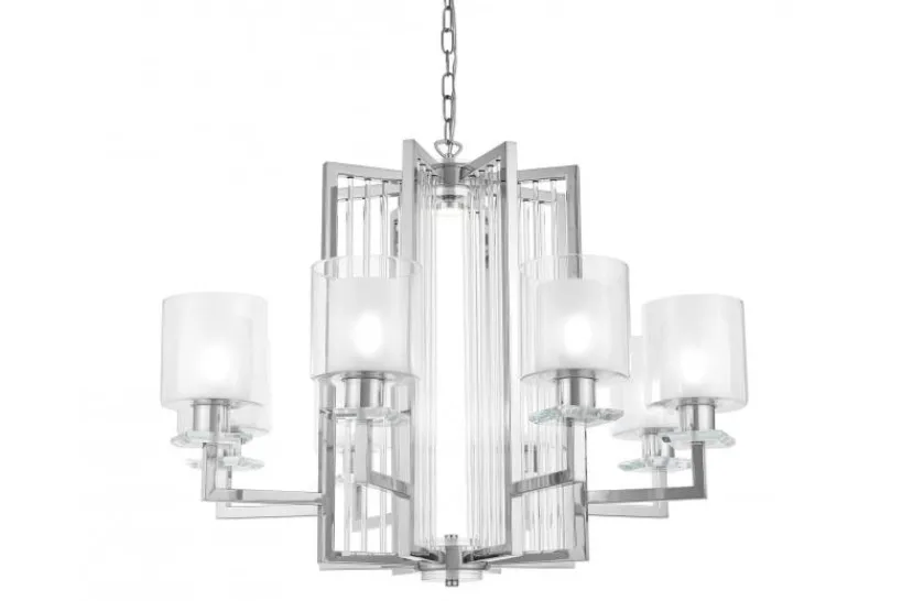 Arrediorg Lampadario a sospensione moderno di metallo cromato MANHATTAN W8
