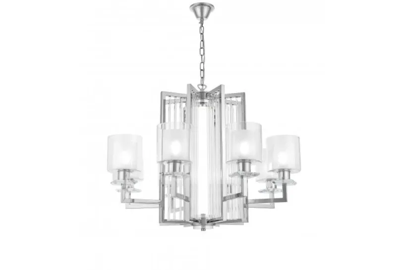 Arrediorg Lampadario a sospensione moderno di metallo cromato MANHATTAN W8