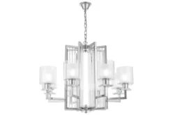 Arrediorg Lampadario a sospensione moderno di metallo cromato MANHATTAN W8