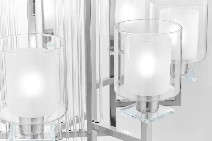 Arrediorg Lampadario a sospensione moderno di metallo cromato MANHATTAN W8