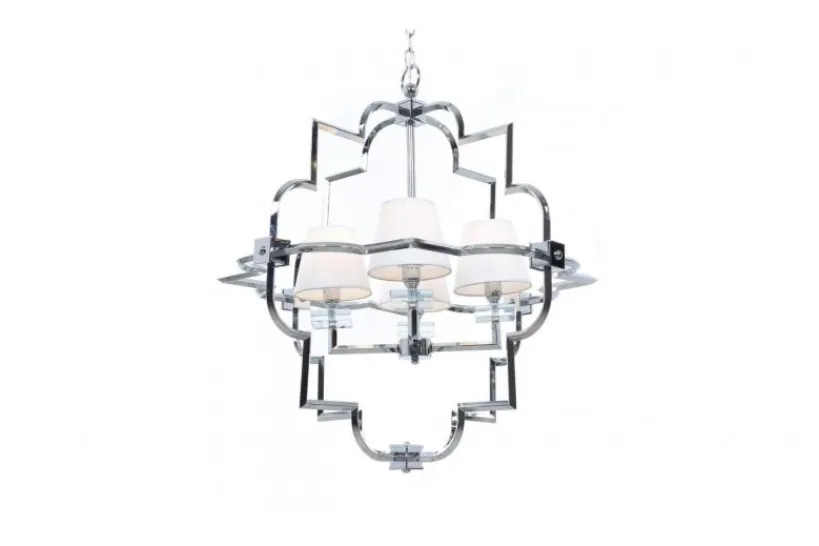 Arrediorg Lampadario a sospensione moderno in metallo cromato con paralume BALTIMORE W4