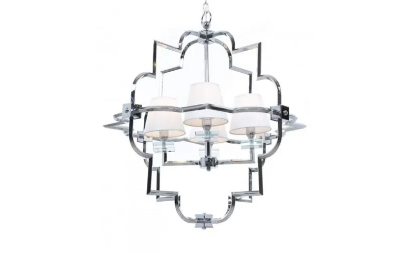 Arrediorg Lampadario a sospensione moderno in metallo cromato con paralume BALTIMORE W4