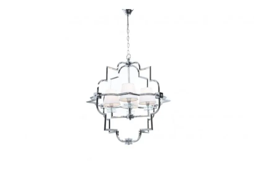 Arrediorg Lampadario a sospensione moderno in metallo cromato con paralume BALTIMORE W4
