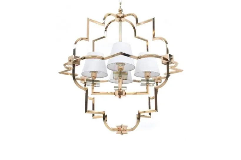 Arrediorg Lampadario a sospensione moderno in metallo colore oro con paralume BALTIMORE W4