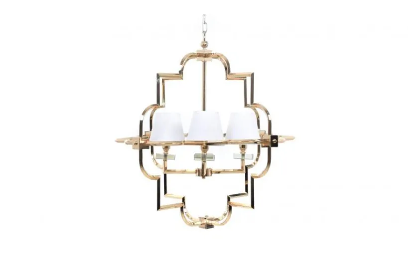 Arrediorg Lampadario a sospensione moderno in metallo colore oro con paralume BALTIMORE W4