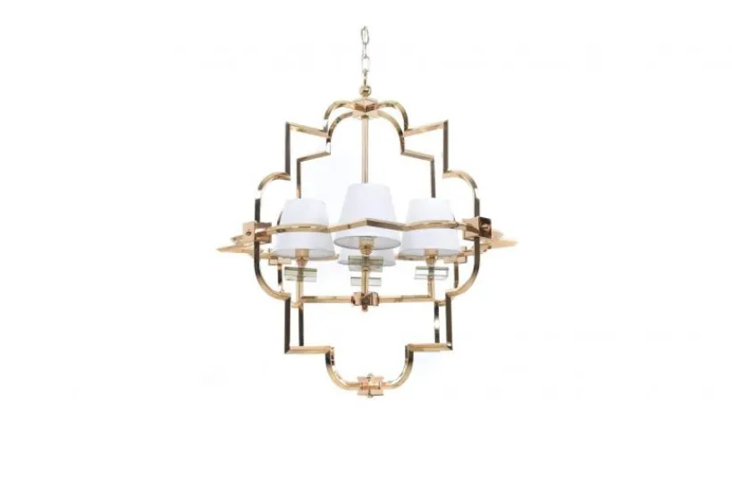 Arrediorg Lampadario a sospensione moderno in metallo colore oro con paralume BALTIMORE W4