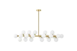 Arrediorg Lampadario a sospensione palle bianche asta orizzontale ottone PETRICA W24