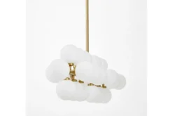 Arrediorg Lampadario a sospensione palle bianche asta orizzontale ottone PETRICA W24