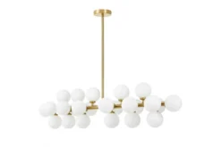 Arrediorg Lampadario a sospensione palle bianche asta orizzontale ottone PETRICA W24