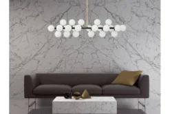 Arrediorg Lampadario a sospensione sfere bianche struttura oro caldo PETRICA W24