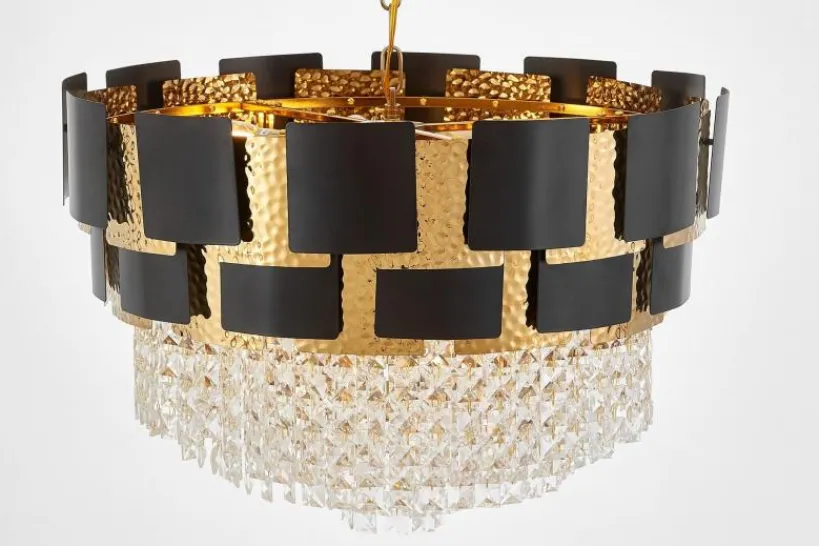 Arrediorg LAMPADARIO CLASSICO IN CRISTALLO NERO E MOLINA D60
