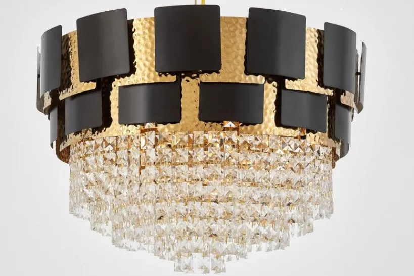Arrediorg LAMPADARIO CLASSICO IN CRISTALLO NERO E MOLINA D60