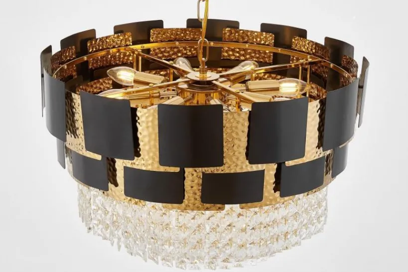 Arrediorg LAMPADARIO CLASSICO IN CRISTALLO NERO E MOLINA D60