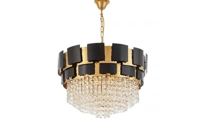 Arrediorg LAMPADARIO CLASSICO IN CRISTALLO NERO E MOLINA D60