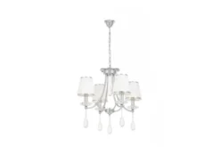 Arrediorg Lampadario cromato con cristalli e paralumi in vetro DOMINNI W4