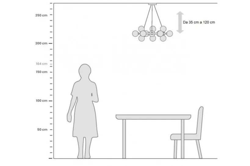 Arrediorg Lampadario di design moderno 15 luci MARSIADA W15 Cromo