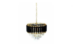 Arrediorg Lampadario di design post moderno di cristallo e metallo oro MAZINI D40