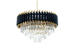 Arrediorg Lampadario di design post moderno di cristallo e metallo oro MAZINI D50