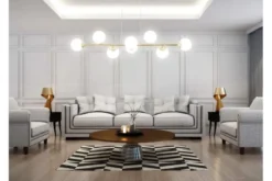 Arrediorg Lampadario dorato con placca a soffitto 8 sfere FINO W8
