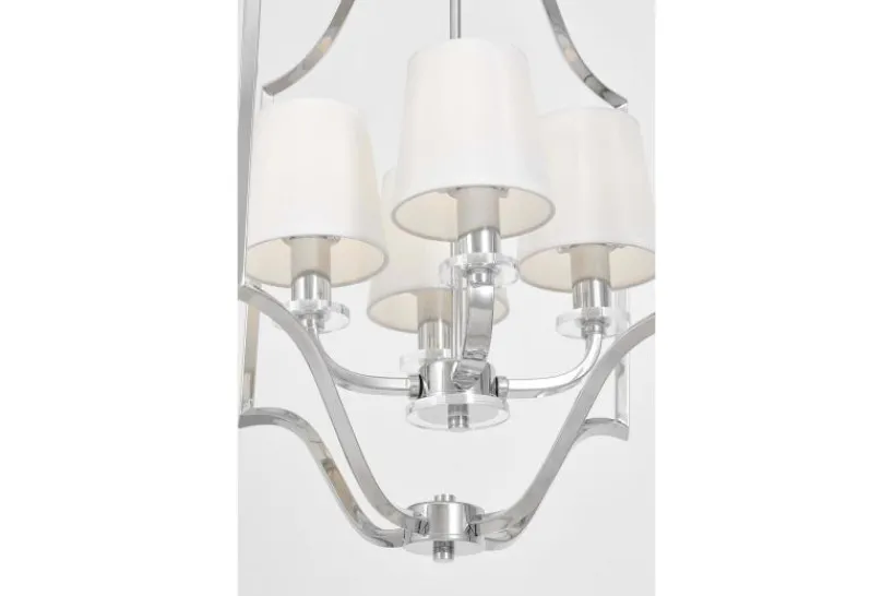 Arrediorg Lampadario moderno bianco e cromato con cristalli ORLANDO W4