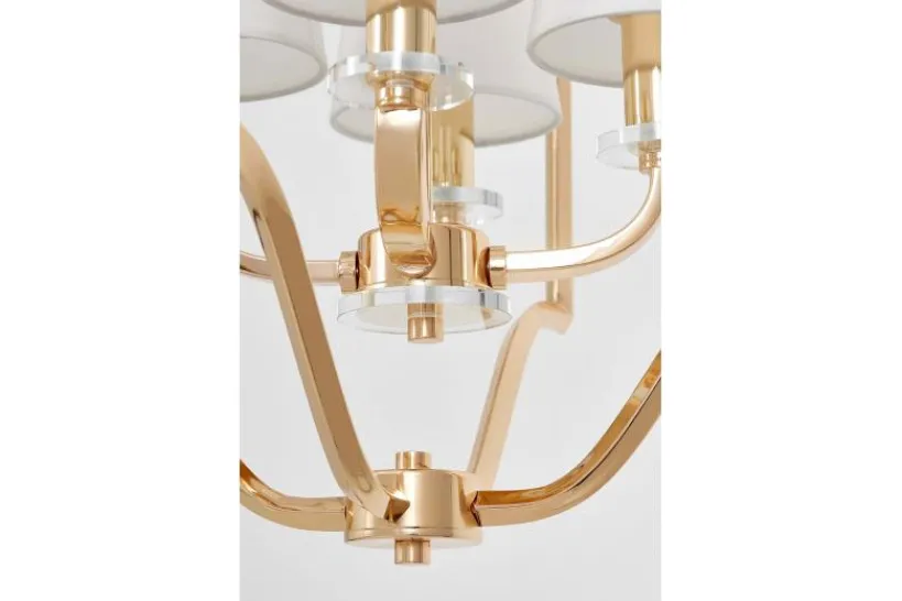Arrediorg Lampadario moderno dorato con paralumi bianchi in tessuto ORLANDO W4