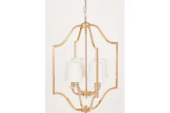 Arrediorg Lampadario moderno dorato con paralumi bianchi in tessuto ORLANDO W4