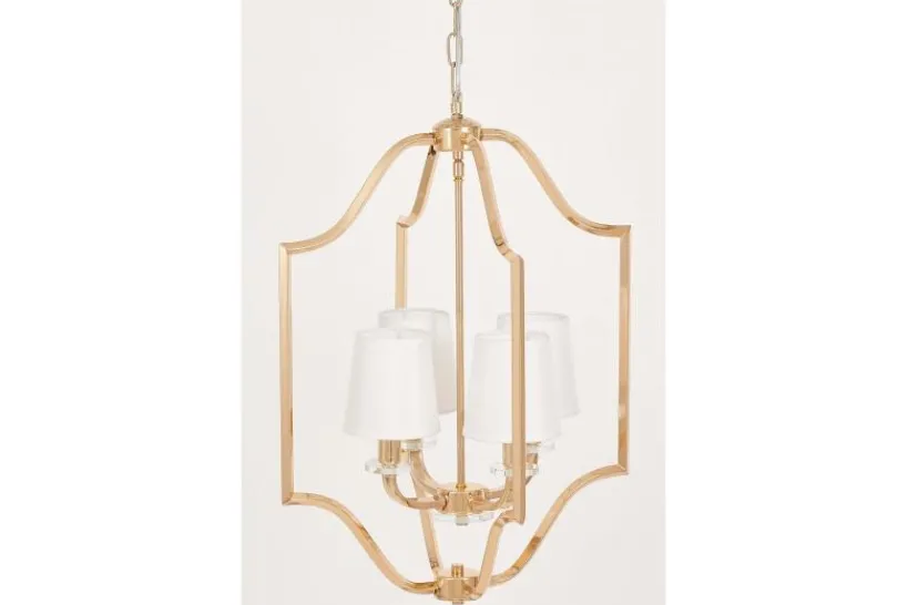 Arrediorg Lampadario moderno dorato con paralumi bianchi in tessuto ORLANDO W4