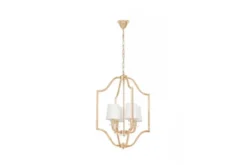Arrediorg Lampadario moderno dorato con paralumi bianchi in tessuto ORLANDO W4