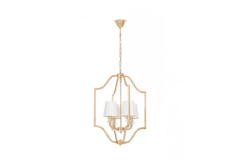 Arrediorg Lampadario moderno dorato con paralumi bianchi in tessuto ORLANDO W4