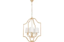 Arrediorg Lampadario moderno dorato con paralumi bianchi in tessuto ORLANDO W4